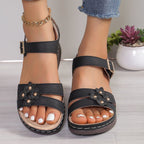 Damen Komfortable Sandalen mit floralem Lochmuster und verstellbarem Riemen R&B