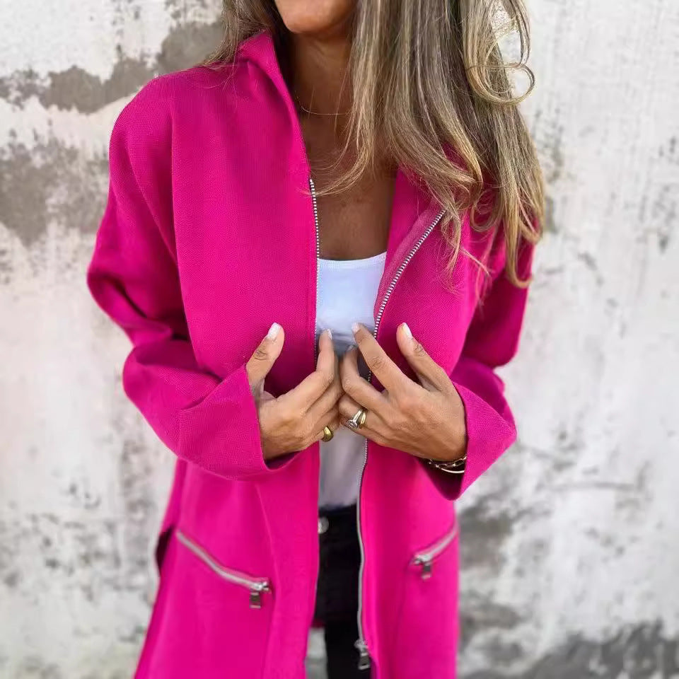 Damen Elegante Strickjacke mit Reißverschluss und Taschen R&B