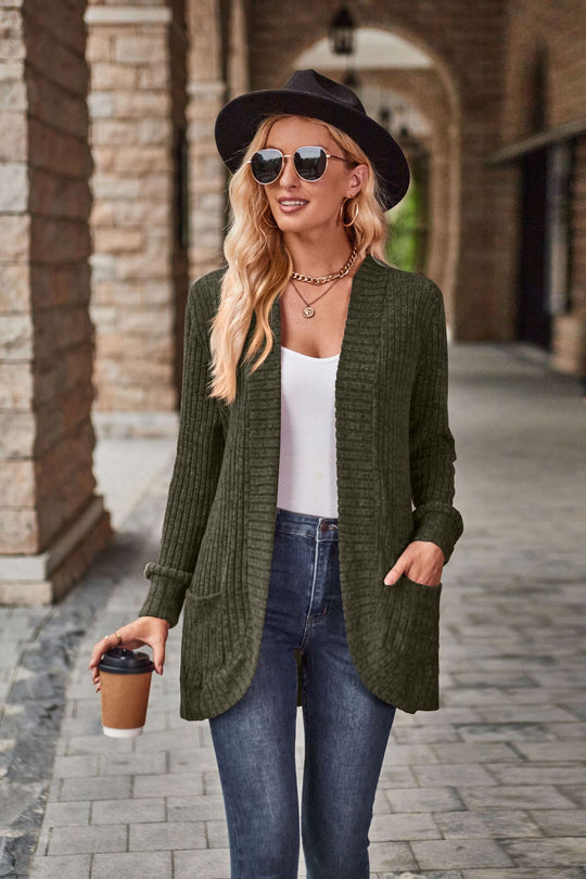 Damen Luxuriöse Strickjacke mit langen Ärmeln R&B