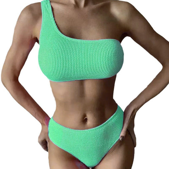 Damen asymmetrisches Bikini-Set mit strukturierter Oberfläche R&B