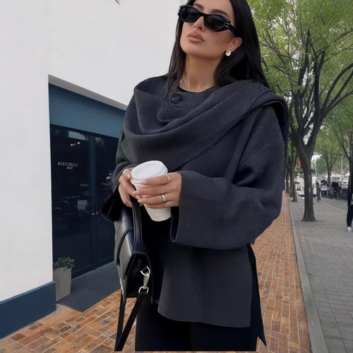 Damen elegante und gemütliche Capejacke R&B