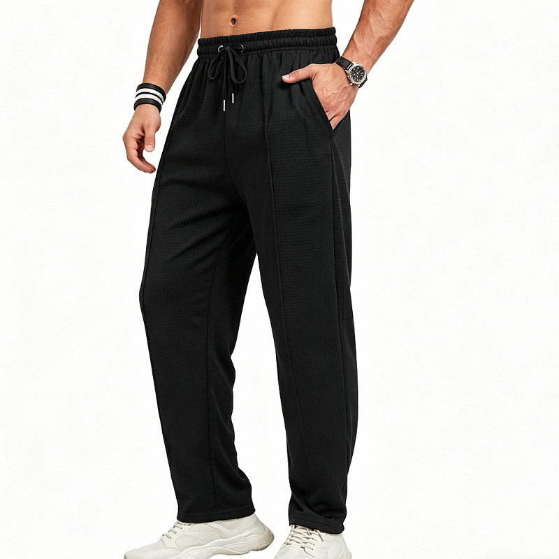 Herren nan gerade geschnittene Relaxhose mit dekorativer Mittelnaht, elastischem Tunnelzugbund und seitlichen Eingrifftaschen R&B
