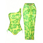 Damen Zweiteiliges Bade-Outfit mit asymmetrischem Oberteil und schicker Wickelrock R&B