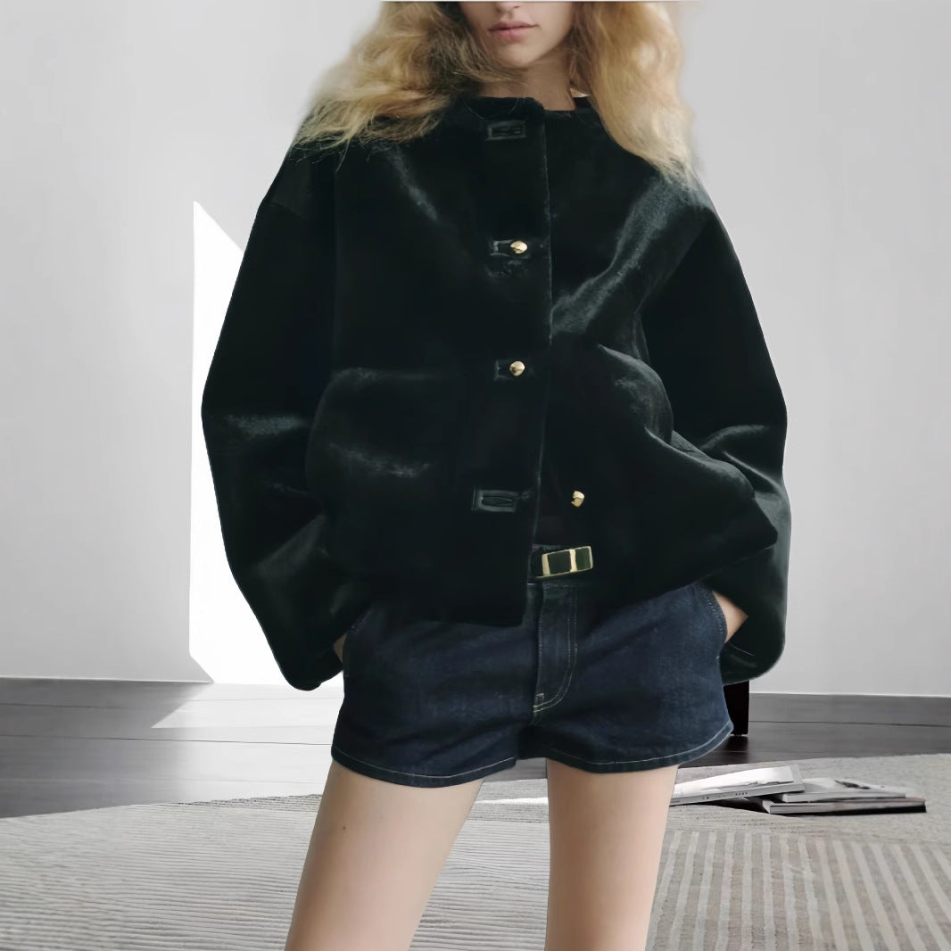 Damen weiche und luxuriöse Jacke aus Kunstfell R&B