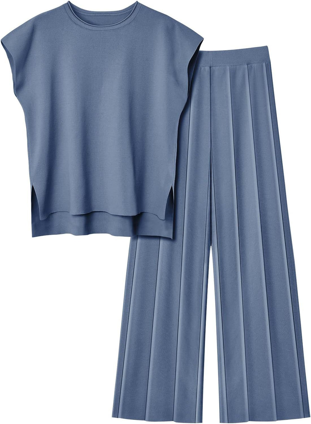 Damen elegantes Set mit kurzärmligem Oberteil und plissierter Hose R&B