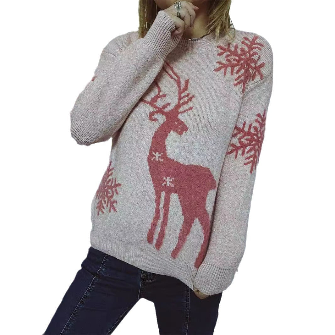 Damen Weihnachts-Pullover mit festlichem Rentiermotiv und angenehmem Schnitt R&B