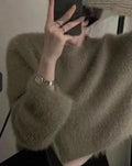 Damen modischer cropped Pullover mit weichem Flausch-Material R&B