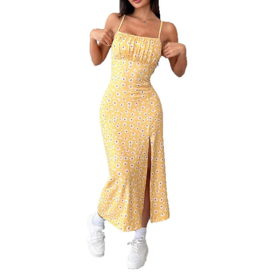 Damen Figurbetontes Maxikleid mit Blumenmuster und elegantem Schlitz R&B