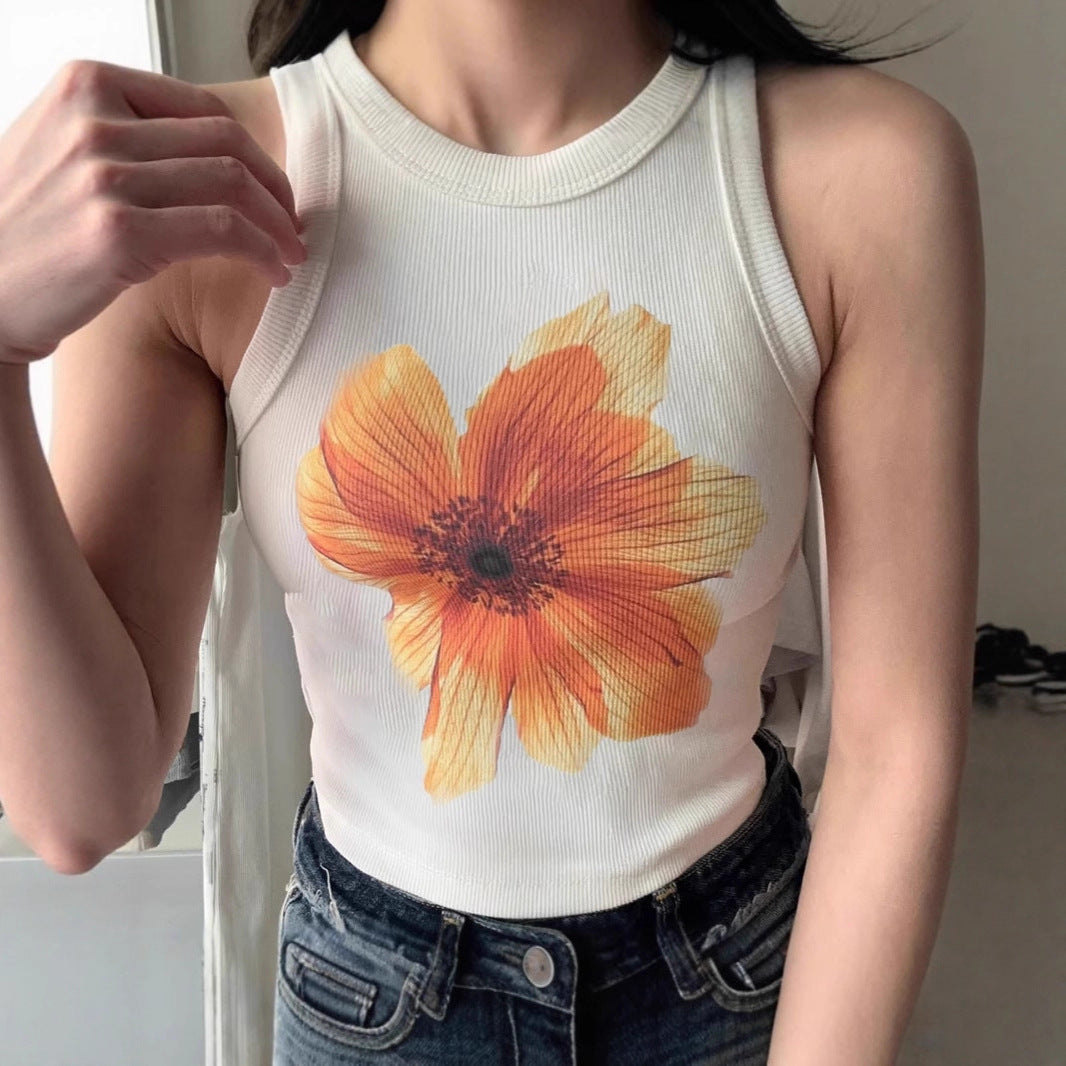 Damen ärmelloses Oberteil mit floralem Stickdesign R&B