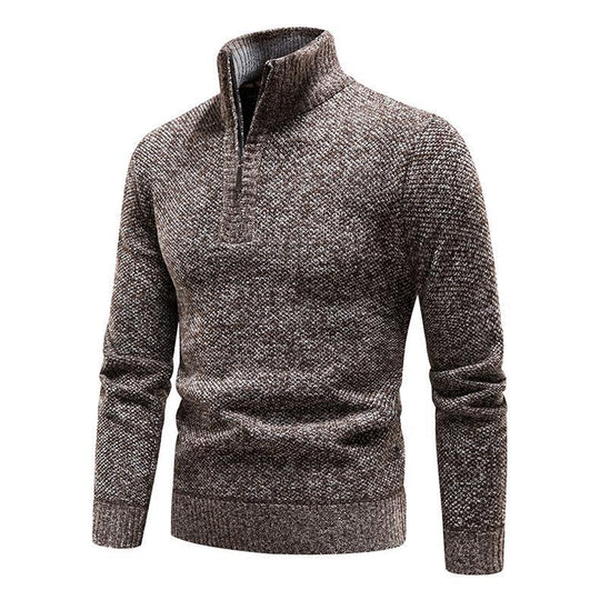 Herren Pullover mit halbem Reißverschluss und strukturiertem Design R&B