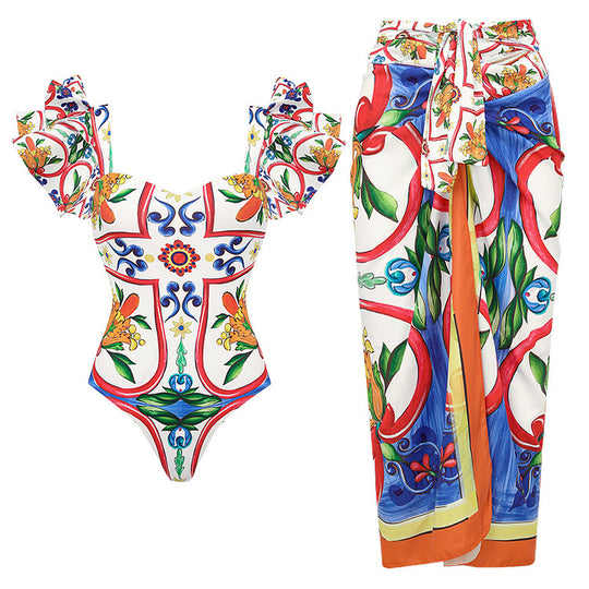 Damen Bikini-Top und Wickelrock Set R&B