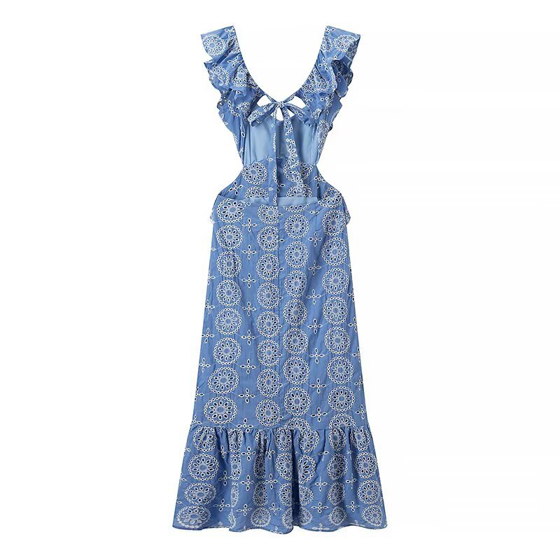 Damen Maxikleid mit Rüschendetails und floralem Muster R&B