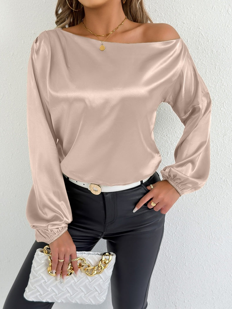 Damen elegante Off-Shoulder Bluse mit weiten Ärmeln R&B