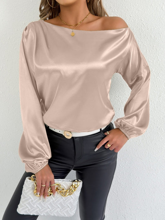 Damen elegante Off-Shoulder Bluse mit weiten Ärmeln R&B