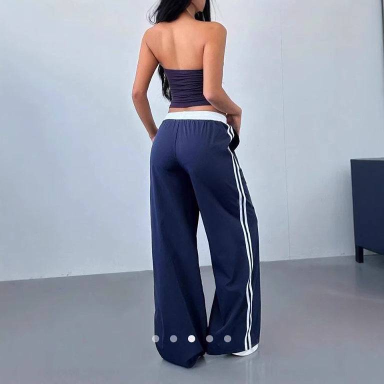Damen Sportliche Jogginghose mit seitlichen Streifen R&B