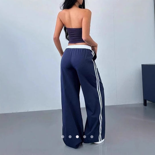 Damen Sportliche Jogginghose mit seitlichen Streifen R&B