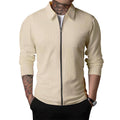 Herren nan strukturierte Hemdjacke mit Waffelstruktur, durchgehendem Reißverschluss und schmaler Passform R&B