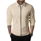 Herren nan strukturierte Hemdjacke mit Waffelstruktur, durchgehendem Reißverschluss und schmaler Passform R&B