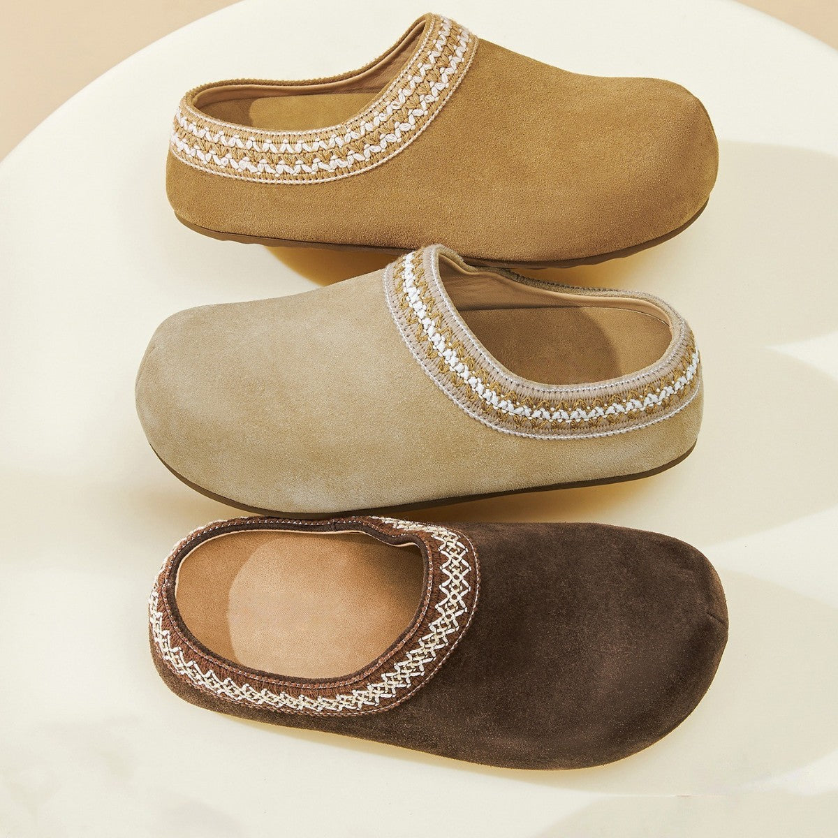 Damen Gemütliche Fleece-Clogs mit modischem Riemen R&B