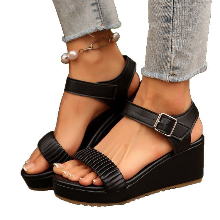 Damen Wedge-Sandalen mit verstellbarem Riemen und rutschfester Sohle R&B