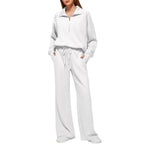 Damen Sportives Set mit Stehkragen und weitem Beinschnitt R&B