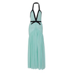 Damen Maxikleid mit tiefem V-Ausschnitt und innovativer Raffung R&B