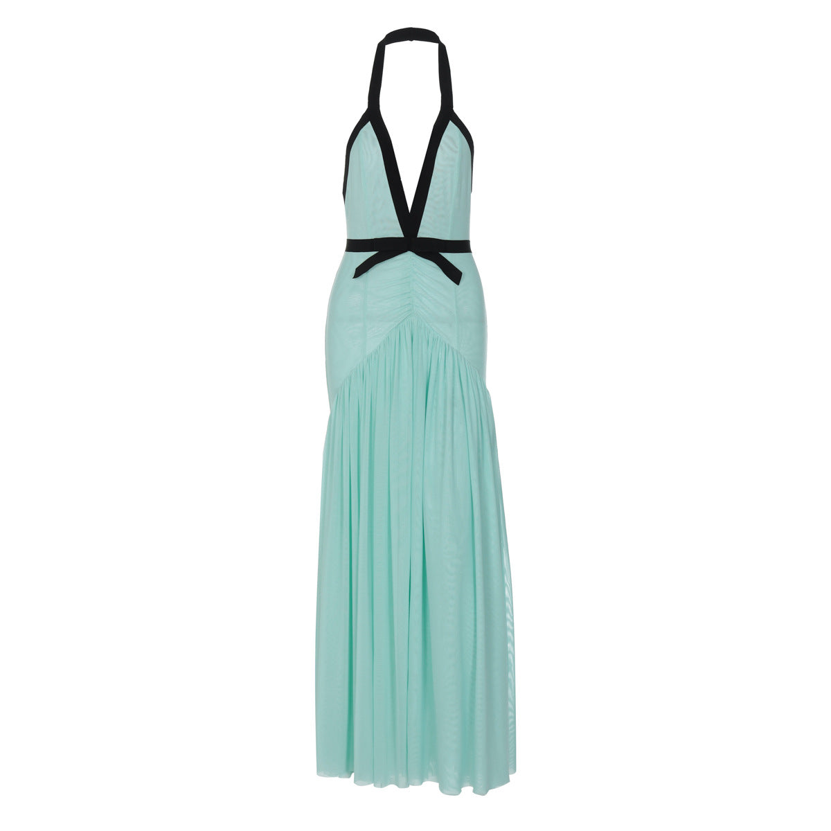 Damen Maxikleid mit tiefem V-Ausschnitt und innovativer Raffung R&B