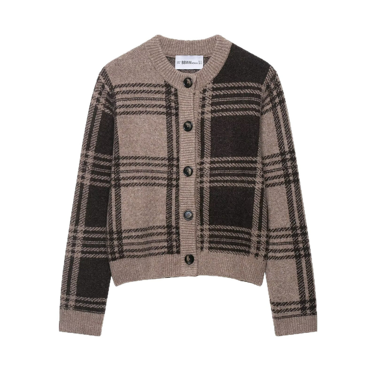 Damen Modische Karostrickjacke R&B