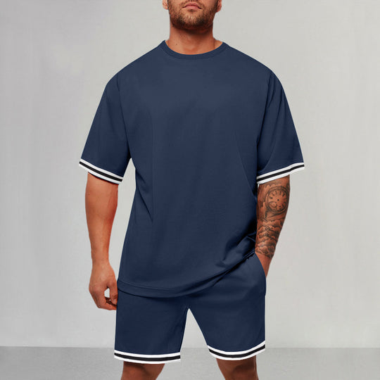 Herren Sportliches Kurzarm-Set mit Kontrastdetails R&B