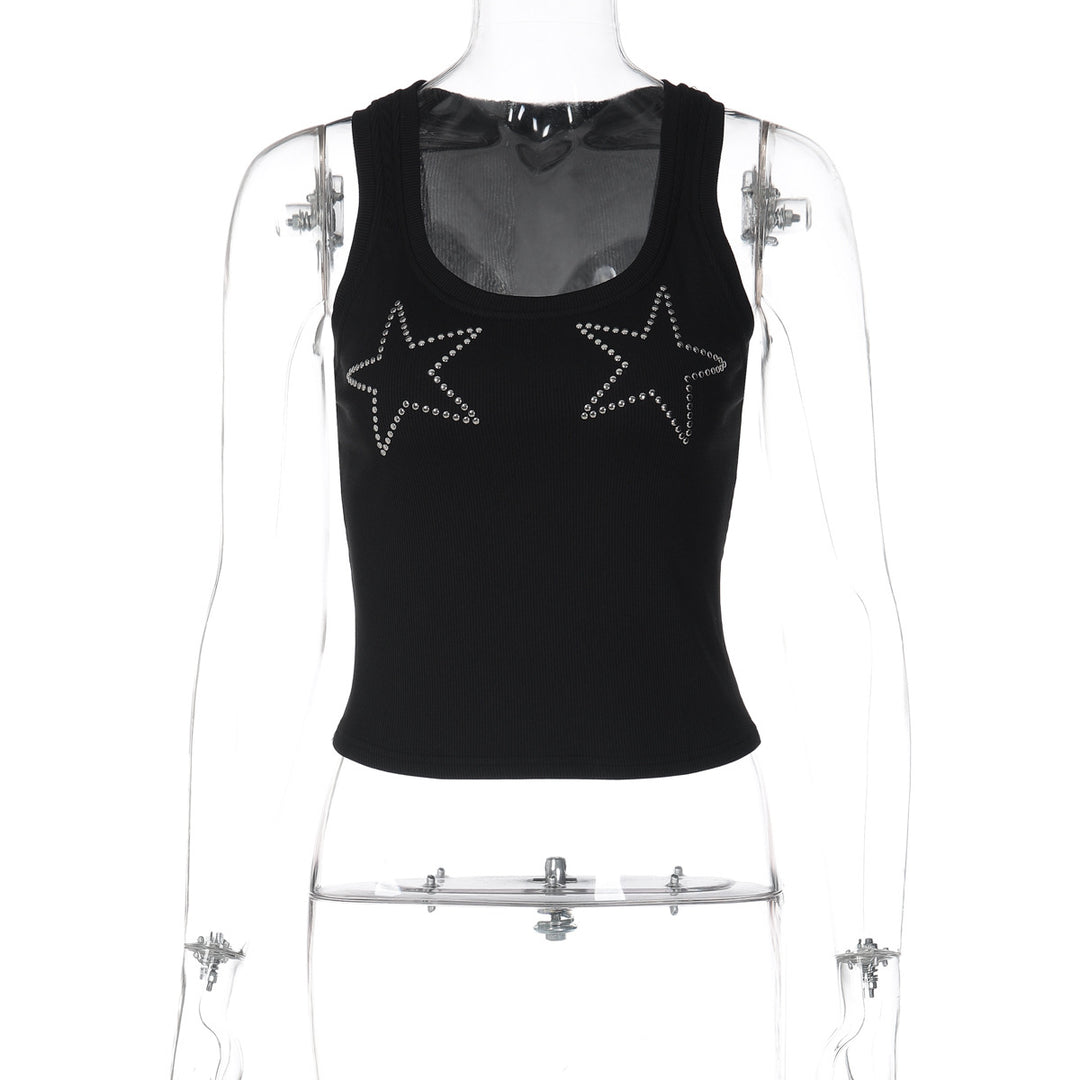 Damen Sportliches Tanktop mit Sternenapplikationen R&B
