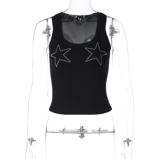 Damen Sportliches Tanktop mit Sternenapplikationen R&B