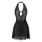 Damen Strandkleid mit tiefem V-Ausschnitt und raffiniertem Knoten R&B