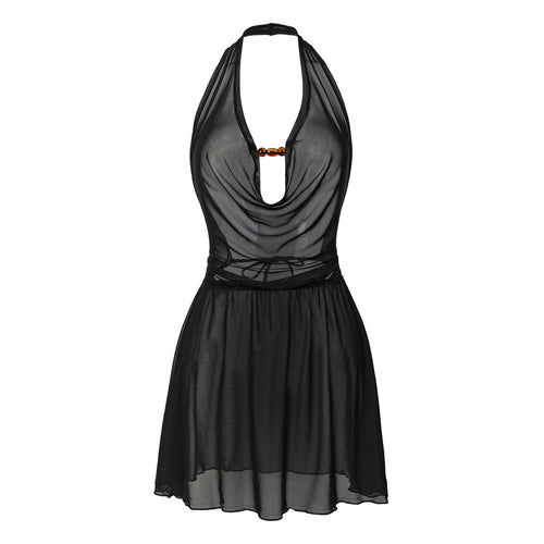 Damen Strandkleid mit tiefem V-Ausschnitt und raffiniertem Knoten R&B
