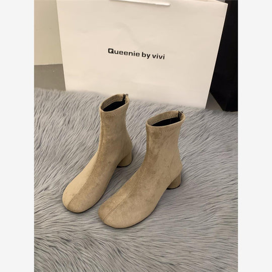 Damen Elegante Stiefeletten mit modischem Blockabsatz und Reißverschluss R&B