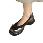 Damen Ballerinas mit komfortablem Absatz und modischer Schleifenverzierung R&B