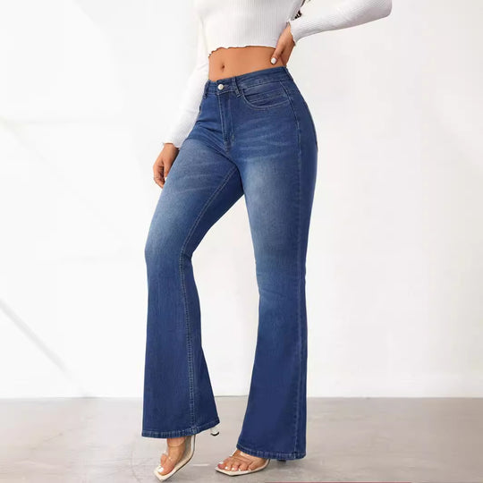 Damen Flared Jeans mit hohem Bund und bequemer Passform R&B