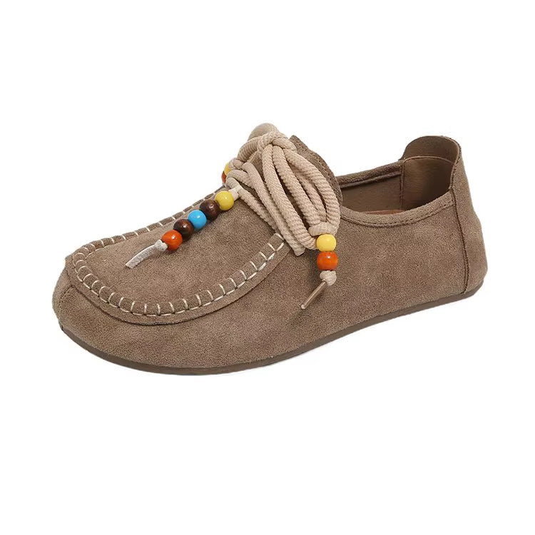 Damen Mokassins mit dekorativen Perlen und weichem Wildleder R&B