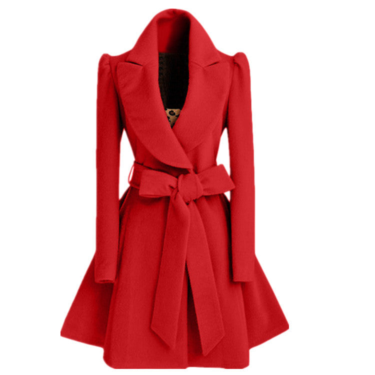 Damen modischer Trenchcoat mit tailliertem Schnitt und Gürtel R&B