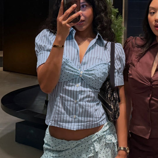 Damen Blusenshirt mit Puffärmeln und einzigartigem Bindedetail R&B
