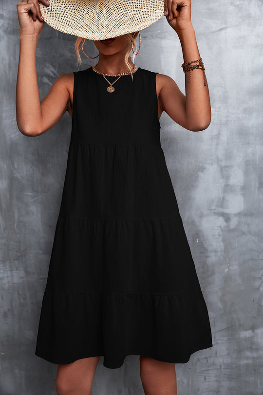 Damen Sommerliches A-Linien Kleid mit voluminösem Rock und ärmellosem Design R&B