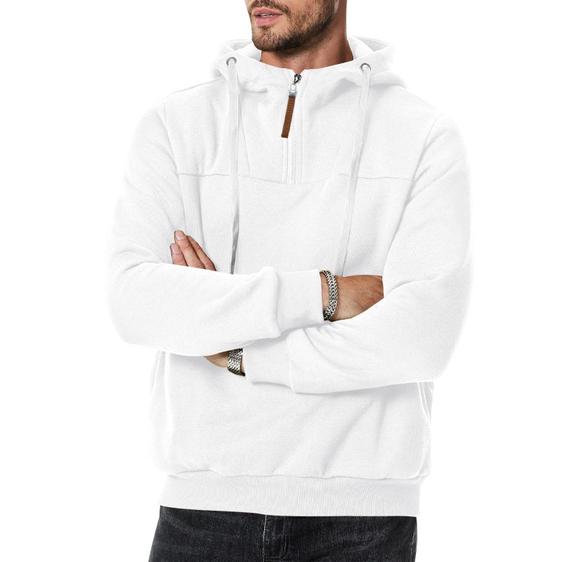 Herren nan Sweat-Halbzip mit strukturierter Innenseite, verstellbarer Kapuze und breitem Rippbund R&B