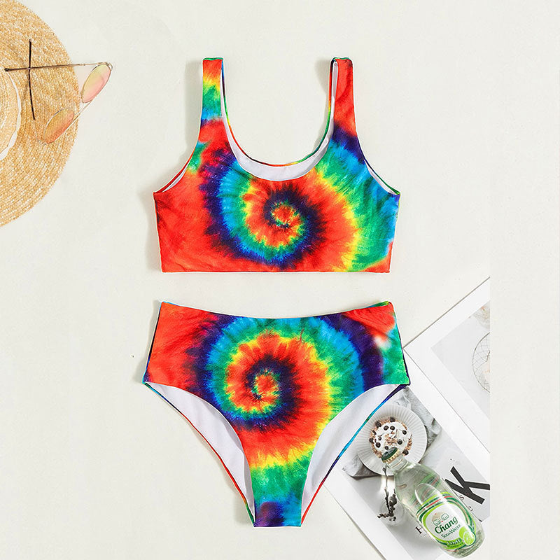 Damen Sportliches Tie-Dye Bikini-Set