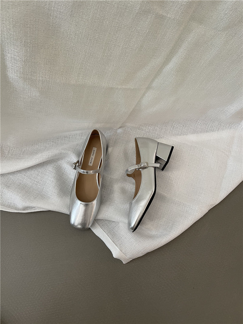 Damen Ballerinas mit glänzender Schnalle R&B