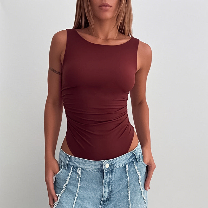 Damen figurbetontes Body mit gerafftem Design R&B
