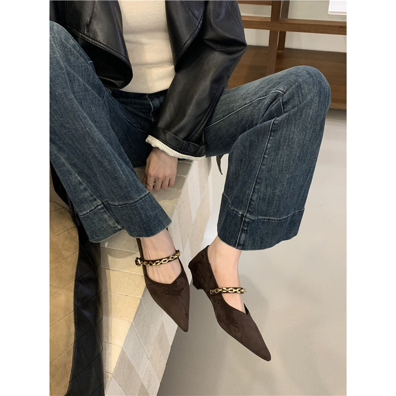 Damen spitze Pumps mit dekorativer Kettenapplikation R&B