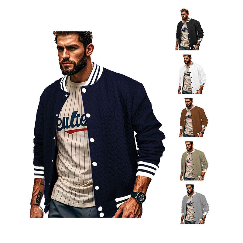 Herren Sportswear-Bomberjacke mit strukturiertem Design und Kontraststreifen R&B