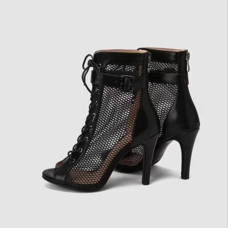 Damen Schnürstiefeletten mit Netz-Obermaterial und elegantem Absatz R&B