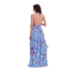 Damen Romantisches Maxi-Party Kleid mit voluminösen Rüschendetails EB