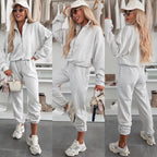 Damen Sportlicher Hoodie mit halbem Reißverschluss und bequemen Jogginghosen R&B