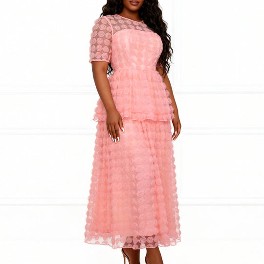 Damen romantisches Tüllkleid mit floralem Design und schichten R&B